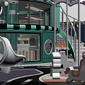 Vibrant Kids Playground with Mint Green Carousel Slide Staircase Pony Toys and Colorful Floor