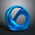 Modern Blue Spiral Sculpture With Smooth Glossy Surface And Flowing Design On Gradient Background