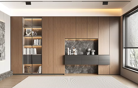 Italian Bookcase Glass Cabinet Book Ornaments 3d model