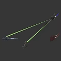 Different Colored Futuristic Spaceships Firing Green Laser Beams In Dark Cosmic Space