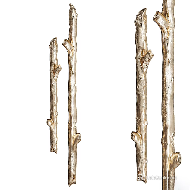 Elegant Silver Branch Shaped Door Handles For Natural Home Decor Design 3d model 