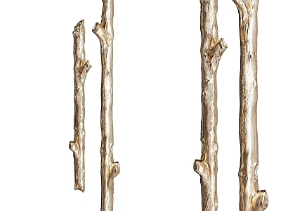 Elegant Silver Branch Shaped Door Handles For Natural Home Decor Design 3d model