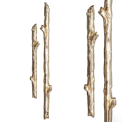 Elegant Silver Branch Shaped Door Handles For Natural Home Decor Design 3d model
