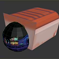 Colorful Spherical Decorative Item With Orange Striped White Box And Smooth Surface Design