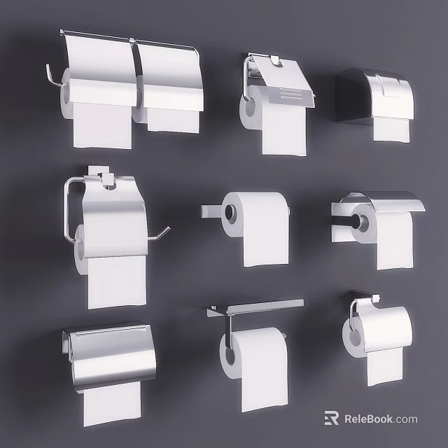 Modern Wall Mounted Bathroom Toilet Paper Holders With Various Functional Designs 3d model 