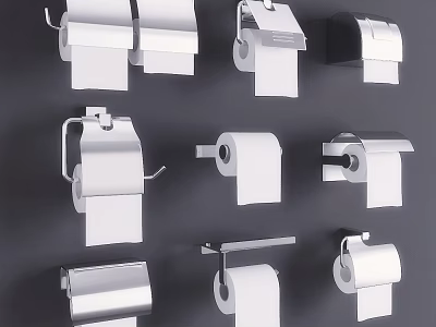 Modern Wall Mounted Bathroom Toilet Paper Holders With Various Functional Designs 3d model