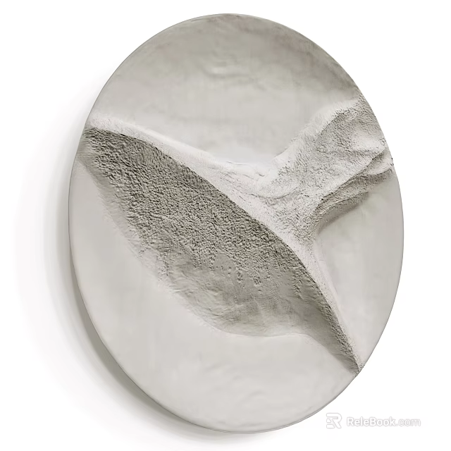 Modern White Round Textured Plaster Wall Decor With 3D Relief Design 3d model 