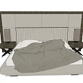 Background Double Bed Featuring Elegant Modern Headboard Nightstands and Bedding 3d model