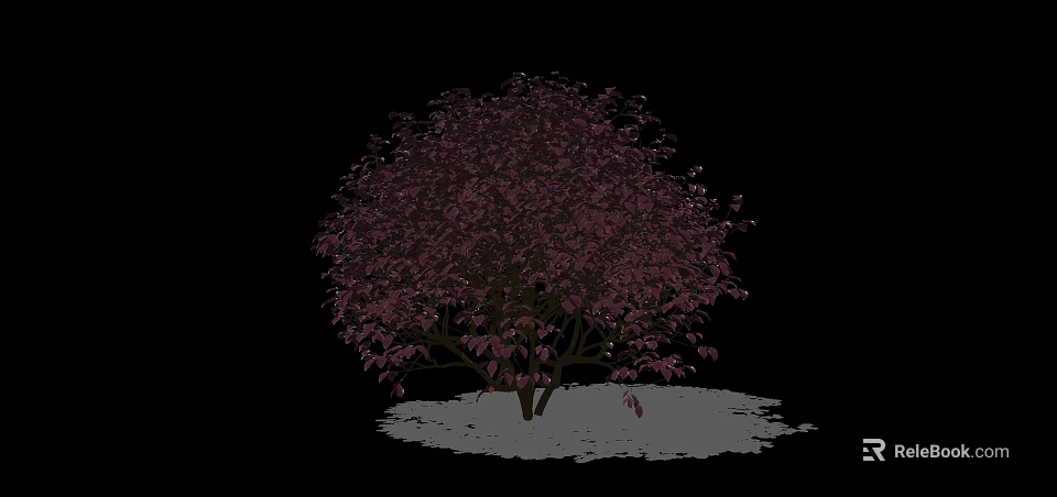 Arbor With Purple Red Leaves And White Base On Black Background 3d model 