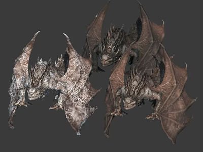 Mythical Fantasy Dragon Models Showcasing Detailed Wings And Varied Textures 3d model