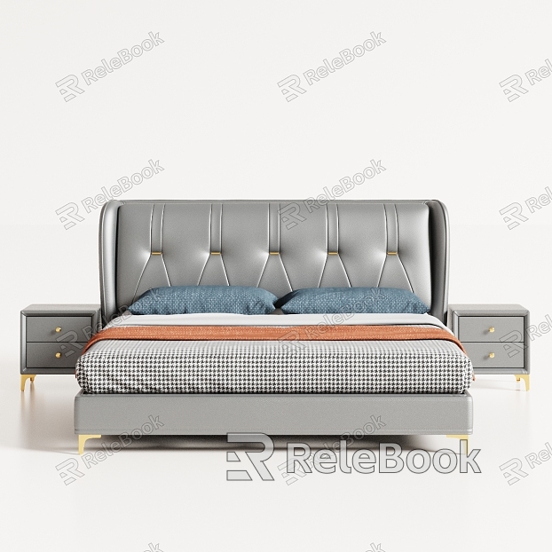 Modern Simple Light Luxury Bedroom Double Bed Soft Bed model