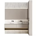 Modern Bathroom Vanity With Double Sinks Large Mirror And Marble Wall Design