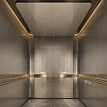 Modern Elevator Interior Design With Stainless Steel Walls And Recessed Lighting Features 3d model