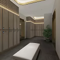 Elegant Modern SPA Sauna Interior With Stone Walls Wooden Ceiling And Soft Lighting