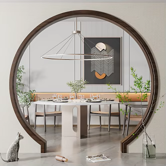 Modern Arch Restaurant Round Arch 3d model