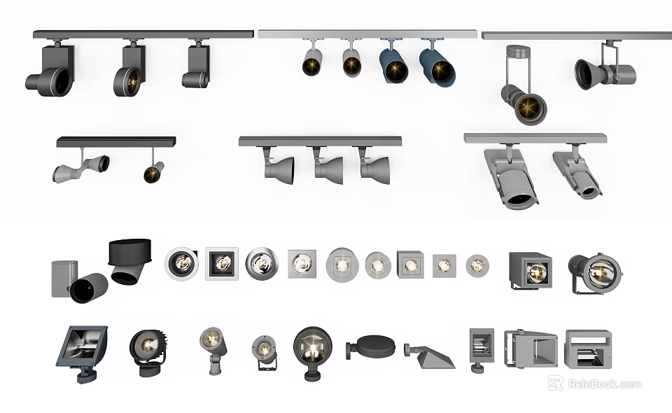 Modern Style Downlights and Spotlights with Different Designs for Interior Lighting 3d model 