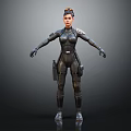 Futuristic Female Combat Character with Cybernetic Creature Features in