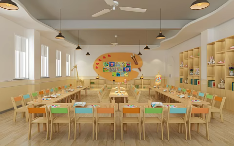 Nordic Kindergarten Art Room 3d model