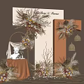 Elegant Celebration Decor Setup With Floral Arch Columns And Decorative Elements