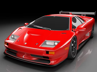 Red Sports Car Exterior Design With Streamlined Body And Rear Spoiler 3d model
