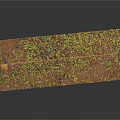 Wooden Fence Design with Vertical Slats Horizontal Rails and Brown Base with Green Yellow Specks