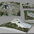 3D Topographic Model of Mount Fuji with Multiple Aerial Views and Detailed Terrain