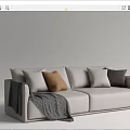 Modern double sofa multiplayer sofa 3d model