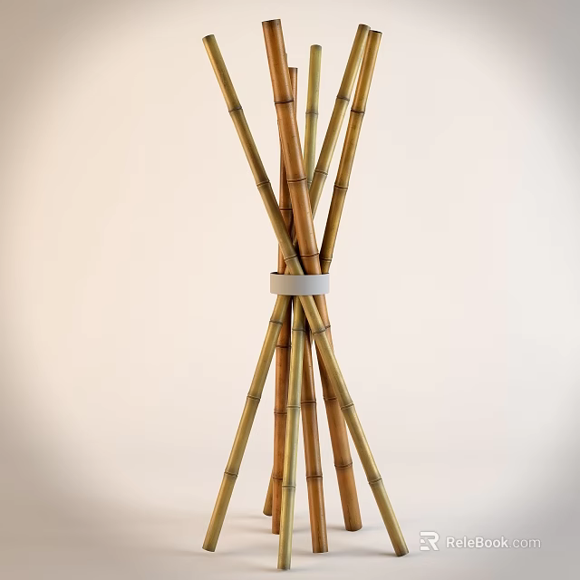 Natural Bamboo Sticks Tied With White Band For Decorative Structure 3d model 