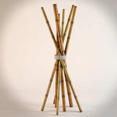 Natural Bamboo Sticks Tied With White Band For Decorative Structure 3d model