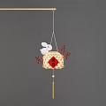 Traditional Chinese Lantern Decorations With Rabbit Ornaments And Floral Hanging Designs