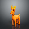 Orange Deer Character With Flaming Antlers And Collar On Dark Background