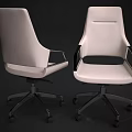 White Office Chairs With Modern Design Fabric Upholstery Metal Base Armrests And Swivel Wheels