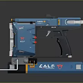Modern Blue Tech Weapon with Green Sight Orange Components and CALE Design 3d model