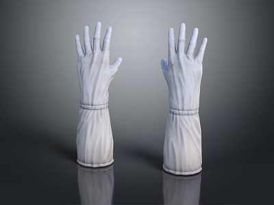 Elegant White Long Sleeve Gloves With Knitted Design And Fashionable Accessory Look 3d model