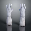Elegant White Long Sleeve Gloves With Knitted Design And Fashionable Accessory Look
