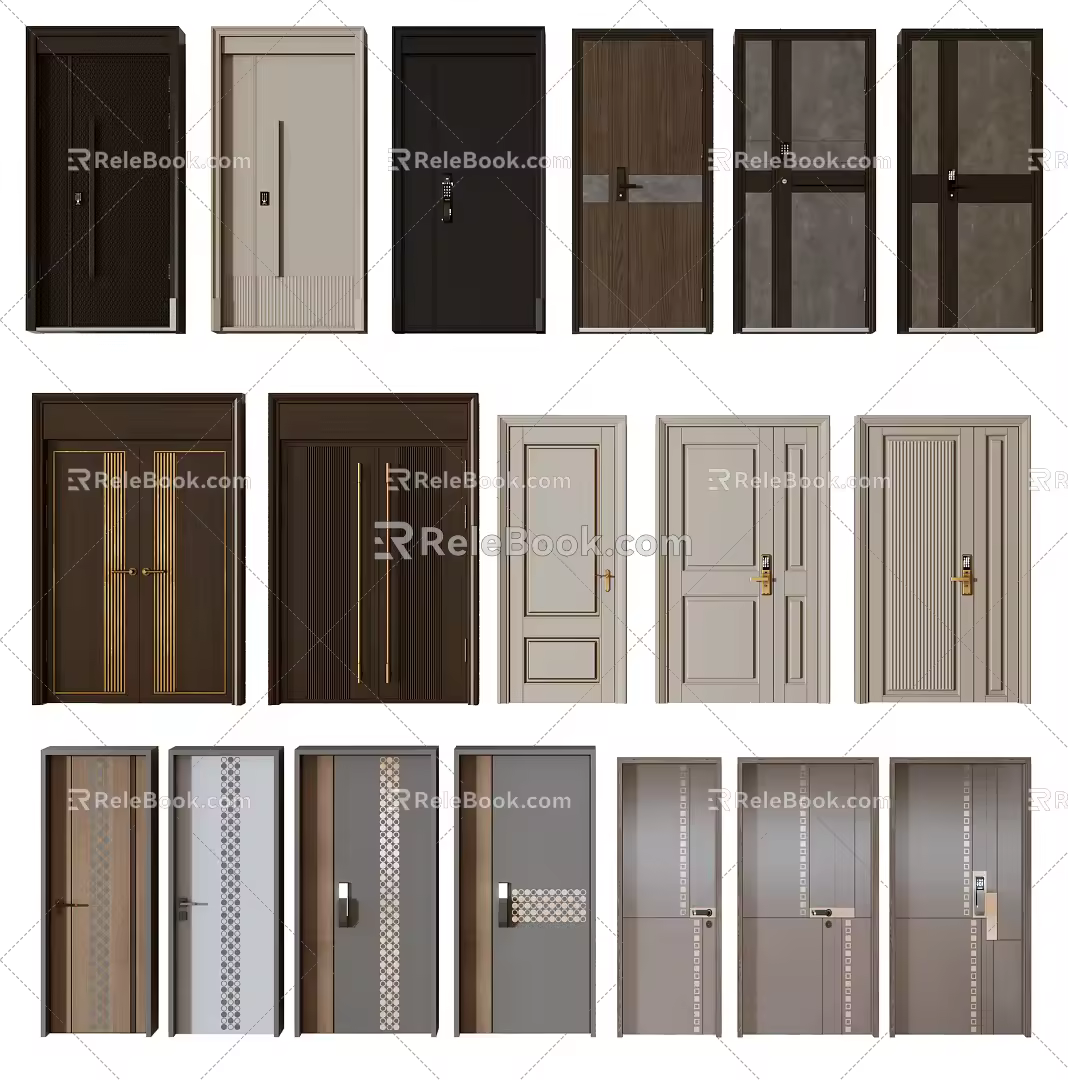 Modern security door security door combination 3d model