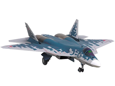 Modern Fighter Jet with Camouflage Paint Twin Engines Landing Gear Down Sleek Wings and Cockpit 3d model