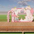 Peach blossom clock-in landscape sketch 3d model