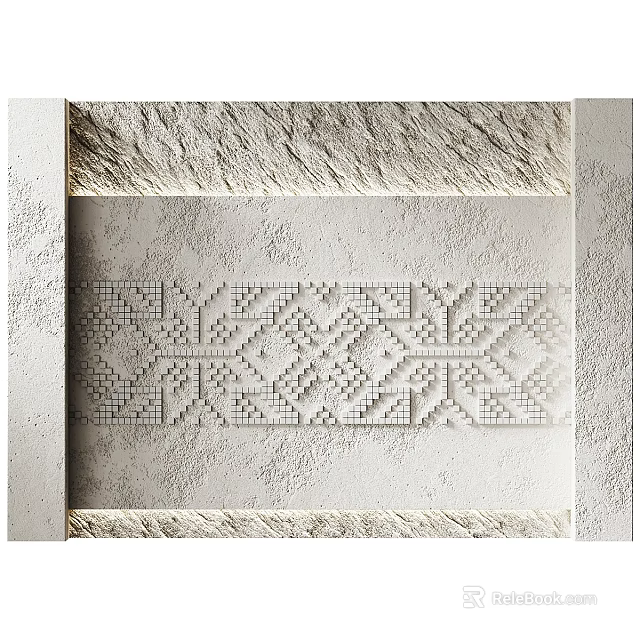 Decorative White Textured Background Wall With Intricate Geometric Pattern Design For Home Interior 3d model
