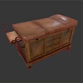 Vintage Medical Examination Table With Wooden Frame Brown Leather Mattress And Metal Footrest