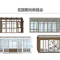Garden Sunroom Combination With Various Glass Wall And Wooden Frame Designs