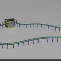 Mini Train Amusement Rides With Curved Blue Track Yellow Station And Sturdy Supports