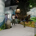 Cultural Center Interior With Visitors Exploring Exhibition Murals Digital Screens And Decorative Flags