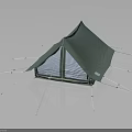 Green Outdoor Tent Furniture Design with White Panels and Support Poles