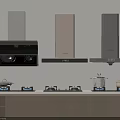 Sleek Modern Kitchen Interior With Range Hoods And Gas Stoves 3d model