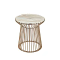 Modern Round Side Table With Marble Top And Geometric Metal Rods Base 3d model
