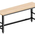 Sturdy Office Desk With Light Wooden Top And Black Metal Legs Stable Frame