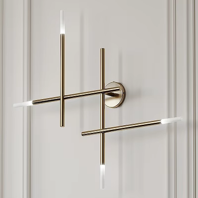Modern Brass Wall Sconce With Cross Design LED Light On White Wall 3d model