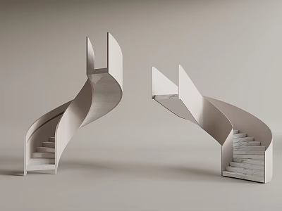 Modern Spiral Staircase Design With Curved Architectural Structure And Stylish Neutral Interior Tones 3d model