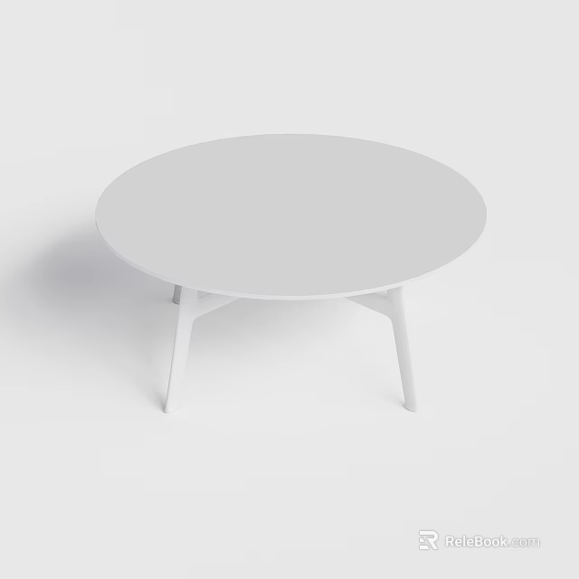Round White Coffee Table With Minimalist Design And Simple Leg Structure 3d model